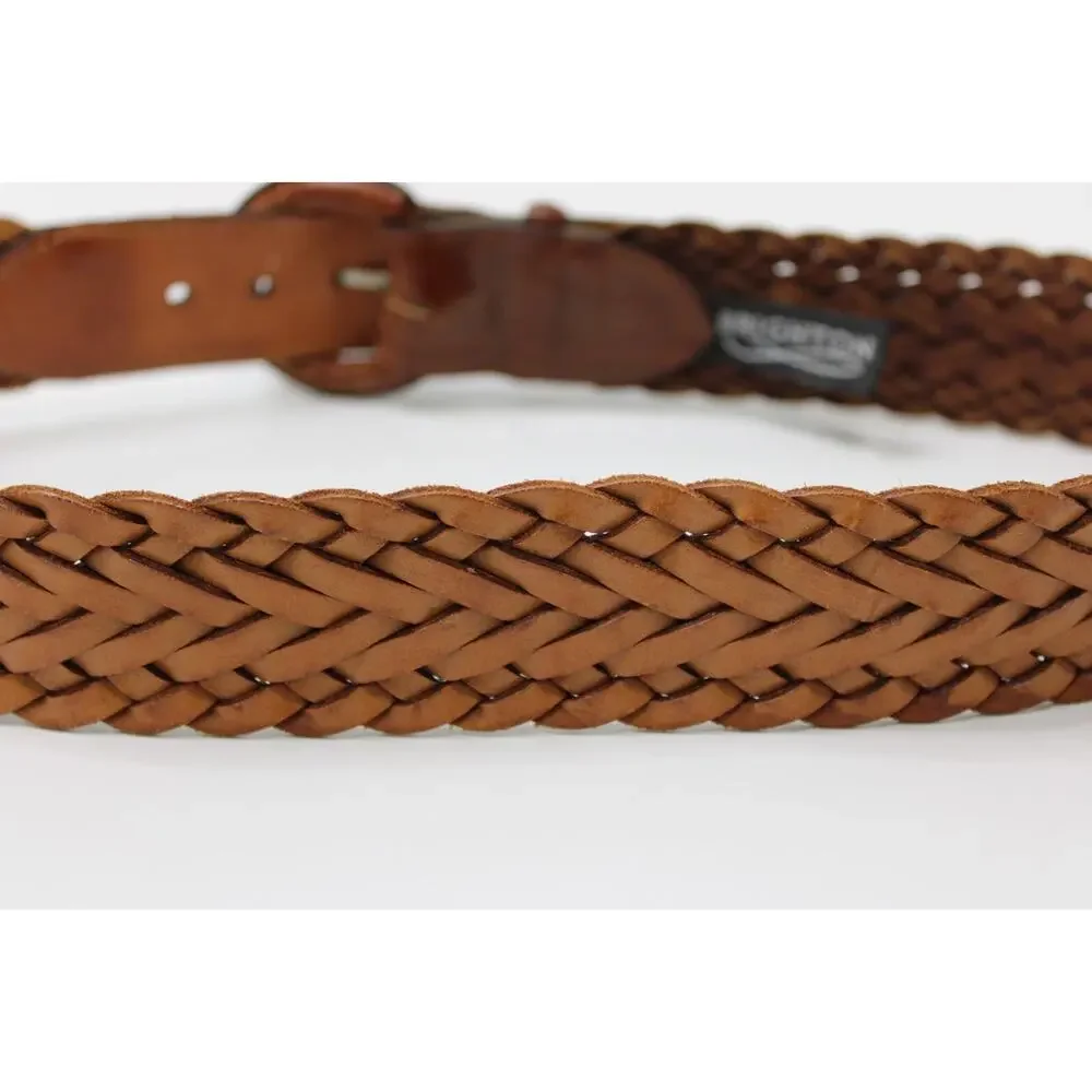 Brighton Belt Women's Size 28 Vintage 90s Brown Braided Woven Leather USA 42407